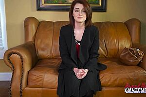 redhead coed ravyn rubs tits pokes shaved pussy toy