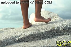 Giggles' Beach Feet Drip with Teasing Wetness