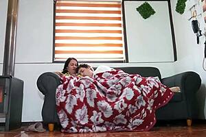 Chilling with hot mature babe watching movie then banging wildly on couch