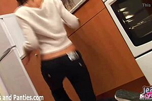 Emo Tomboy Teen Strips Tight Jeans Revealing Skinny Panties!