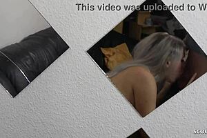 german blonde in nylons caught stroking gets rough fuck to orgasm