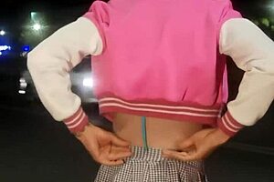 check out this hot tranny flashing big tits in tlalpan