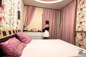 She sneaks a creampie fuck while phone chatting Christmas eve.