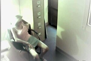 Busty office babe 😍 toys her wet pussy on hidden cam at work