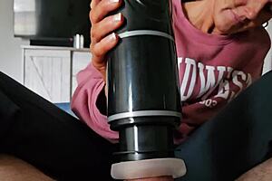 Amateur wife tempts horny neighbor with her secret masturbator toy