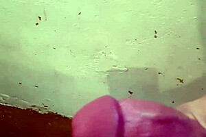 exploding with pleasure stroking monster cock in hot shower