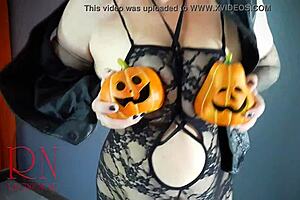 Halloween Witch Playboy Bunny Regina Noir Strips Backstage In Sexy Black Suit