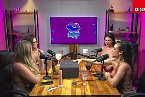 blonde big tits dives mouthfirst into brunette's wet pussy sucking hard