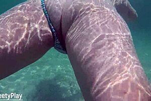 Curvy Woman Swims Underwater Teasingly