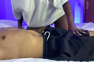 went to chill at my buddy's but his girl grabbed my huge cock and we fucked hard part one