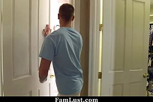 stepbro catches stepsis and fucks her hard by bathtub 💦