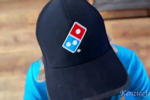 pizza delivery babe takes big black cock deep ending in facial cum blast