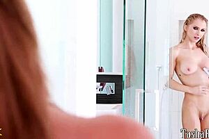 two sultry lesbians tasha reign and friend tease with dirty talk and big natural curves