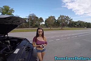 desperate teen trades tits for cash cumshot outdoors