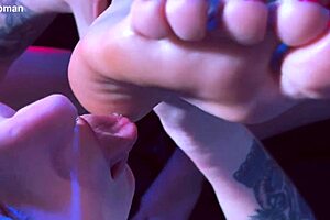 Hot Babes Indulge in Messy Foot Play Toe Sucking