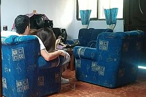 Latina moans loudly doggystyle fucked by boyfriend on hidden voyeur cam