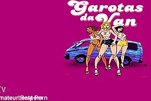 garotas da van: britney bitch, alessandra dias and nicole fuck michael in car orgy 🔥🍑💦