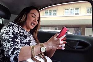 hey check out this sexy latina milf in the uber flashing her big clit before assfucking in the motel homemade style