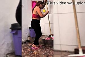 uh i hired this cleaning lady and damn she shows up in see-through leggings that slut