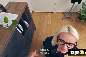 office desk stages slut's deep anal cash pounding