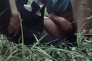 Outdoor panty masturbation leads to explosive girl orgasm 💦🌳