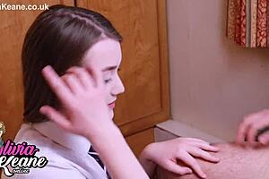 Naughty College Girl Sucks Teacher's Cock in Lingerie