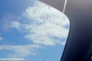 sports car flashing unleashes brunette babe's tits and pussy outdoors