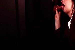 student deepthroats gloryhole cock till cum explosion