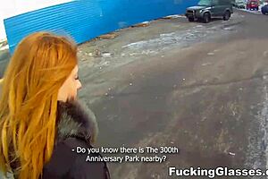 i'm pounding this clueless redhead renata's shaved pussy doggystyle with glasses on