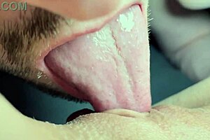 naughty amateur tongue dives deep into wet pretty pussy folds