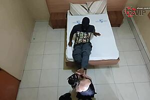 Submissive wife dominated in bedroom cuckold husband waits outside Cristina Almeida