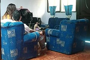 Latina moans loudly doggystyle fucked by boyfriend on hidden voyeur cam