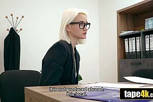 office desk stages slut's deep anal cash pounding