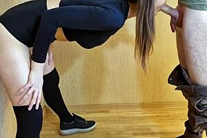 skinny tanned neighbor in sneakers and shorts gets monster cock workout surprise