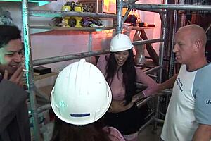 Two Euro Sluts Ride Stiff Cocks in Group