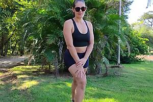 whoa cops catch mature milf sucking young stud's cock in public park