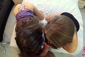 Two amateur girls and one boy POV threesome girls with one guy